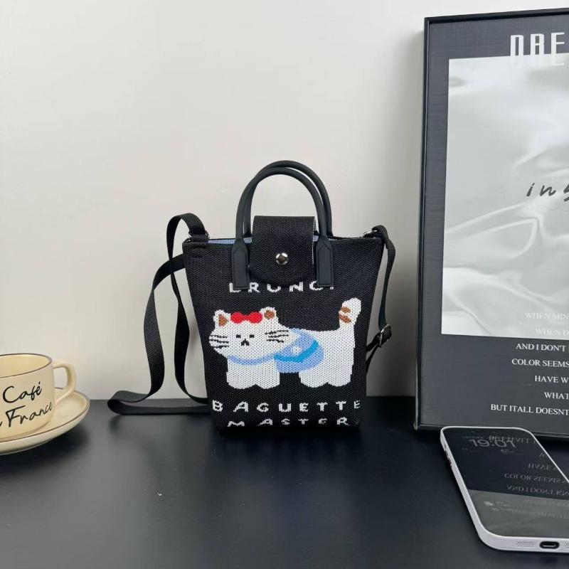 New knitted mobile phone bag, high-end handbag, women's messenger bag, adjustable versatile, convenient and large-capacity bag