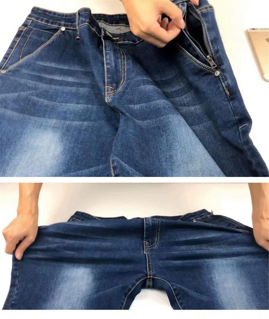 Tenflow Plus Size Denim Jeans with Straight Cotton Pants for Spring and Autumn Men's Stretch, Leg, (Size 40, Blue)