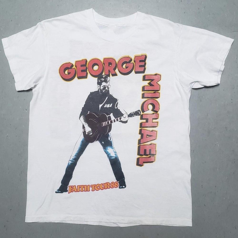 Vtg George Michael 1988 the FAITH WORLD TOUR Cotton White All Size T Shirt TT207 Unisex T-Shirt L