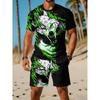 Men's Casual Sportswear Set, Breathable Outdoor Leisure Round Neck T-Shirt and Shorts Set, Summer Digital Print Set for Adults