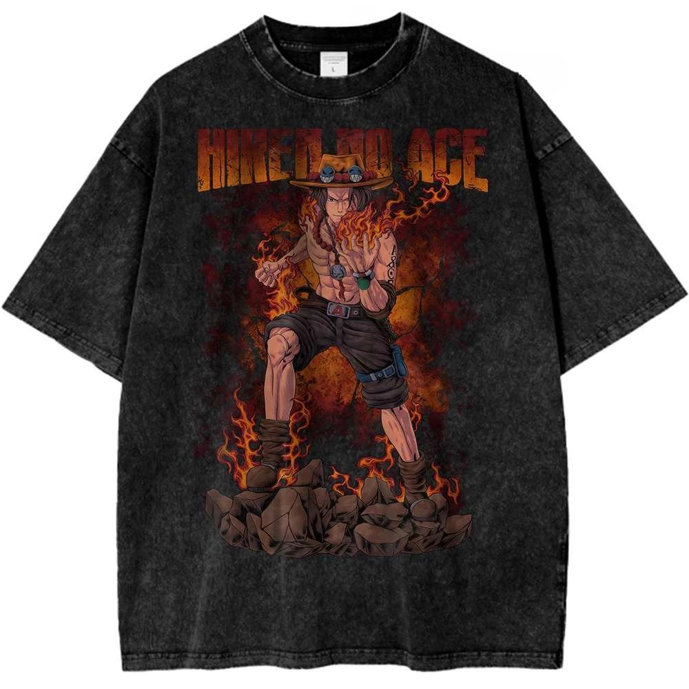 ONE PIECE Zoro Portgas D Ace Shirt Anime Retro T-Shirt Designer Illustration Pattern Street Harajuku Summer 2026 New
