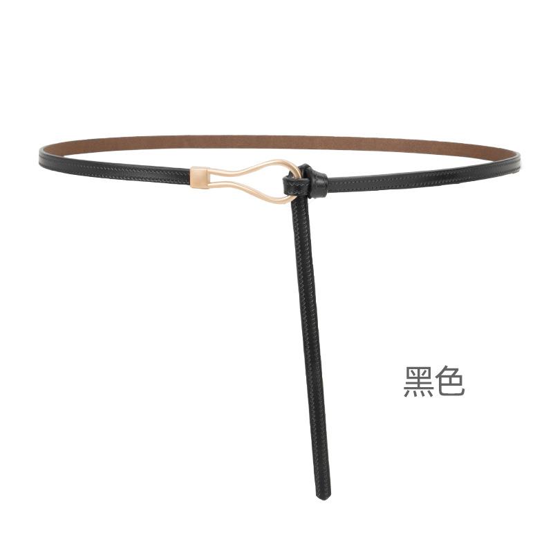 Four Seasons Available New Women'S Leather Thin Belt With No Hole Design Decorative Belt Waist Seal Dress Versatile Two Layer Leather Belt