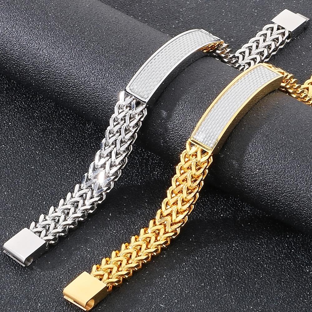 Luxury Never Fade Gold Color Stainless Steel Mens Bangle Bracelet With Magnet Clasp Birthday Jewelry Gifts for Boys Male