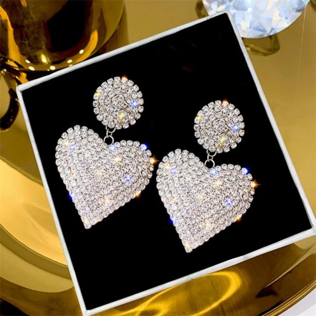 Latest Heart Earrings Women  S Luxurious Geometric Full Stylish Jewelry Rhinestone Earrings Korean Gold Color / Color Love ChicGeometric Jewelry
