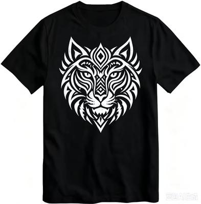 Vintage Tribal Tiger Totem Men T‑Shirt Distressed Animal Graphic Print Casual Short Sleeve Streetwear Top