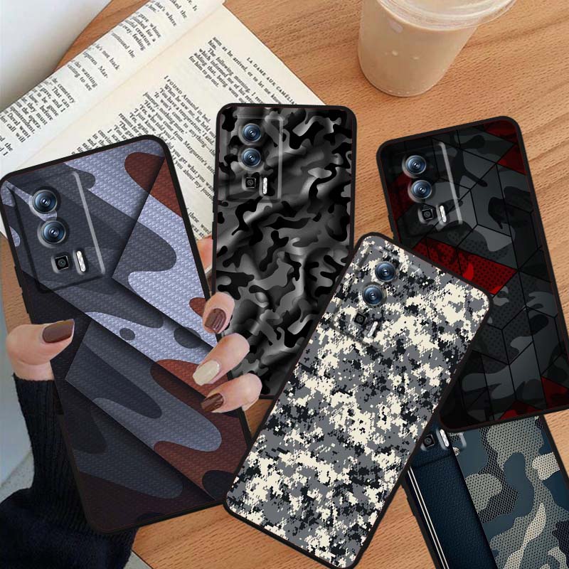 Creative camouflage pattern Phone Case For Xiaomi Redmi 12 13C 12C 13 10C 9T A2 9A 9C 7A Note 10S 8T 10 9 8 Pro 4G 5G Black