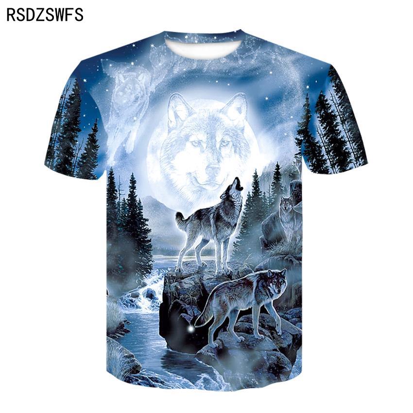 Herrenbekleidung 2021 Neuestes Harajuku Wolf 3D-Druck Cooles T-Shirt Herren/Damen Kurzarm Sommer Tops Tees Tier Mode T-Shirt Heiß