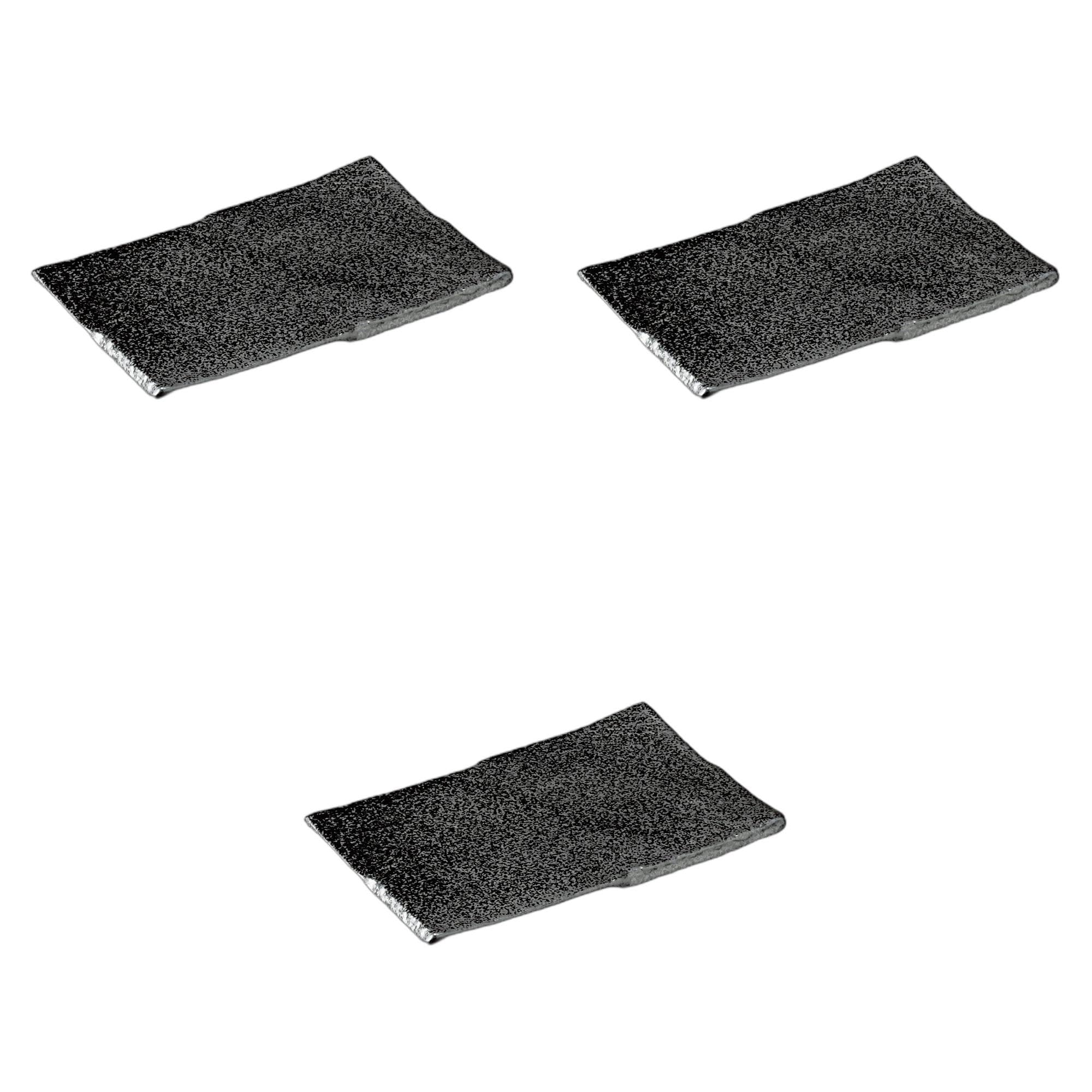 

Set of 3 Smoked Black Pottery Plates x x Pottery Setomonohonpo [22.5 14.3 2cm] Plates, Ceramic,