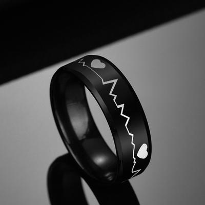 Mode Männer EKG Herzschlag Band Finger Ring Party Club Schmuck Geburtstag Geschenk