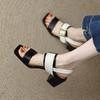2024 Brand Fashion New Women Sandals Spring Summer Concise Hollow Genuine Leather High Heels Pumps Party Office Shoes Woman