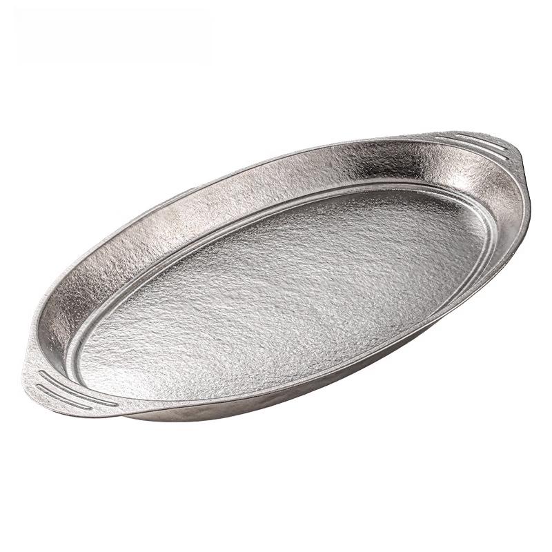 ZISIZ Round Stainless Steel 3-Compartment Serving Tray