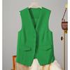 Gilet da Donna Senza Maniche Giacca Gilet Scollo a V Monopetto Top Capispalla Primavera Estate Femminile Ufficio Signora Cappotto Vintage
