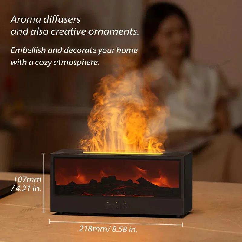 7 Colors Flame Essential Oil Diffuser, Mini Fireplace Aromatherapy Humidifier, LED Mist Maker for Home Bedroom Relax Decor