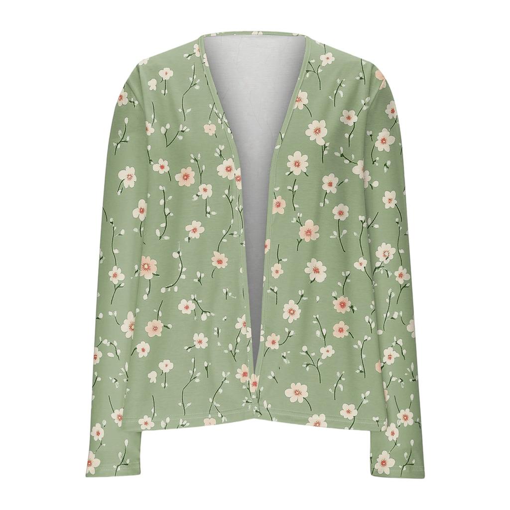 Damen Locker Lässig Vintage Floral Print Langarm Top Strickjacke