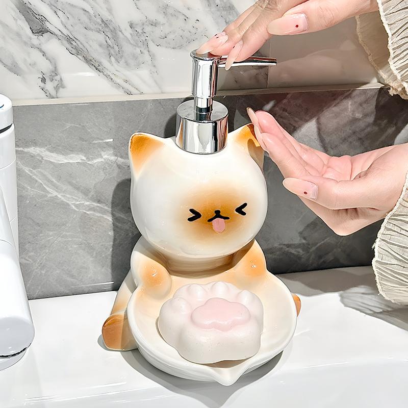 Cute Cat lotion Bottled Hand Wash Shampoo Bottled Light Luxury Advanced Toilet Soap Box soap dispenser  bathroom accessories