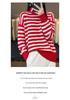 Korean Style Women's Striped Color-Block High Neck Knit Pullover Sweater