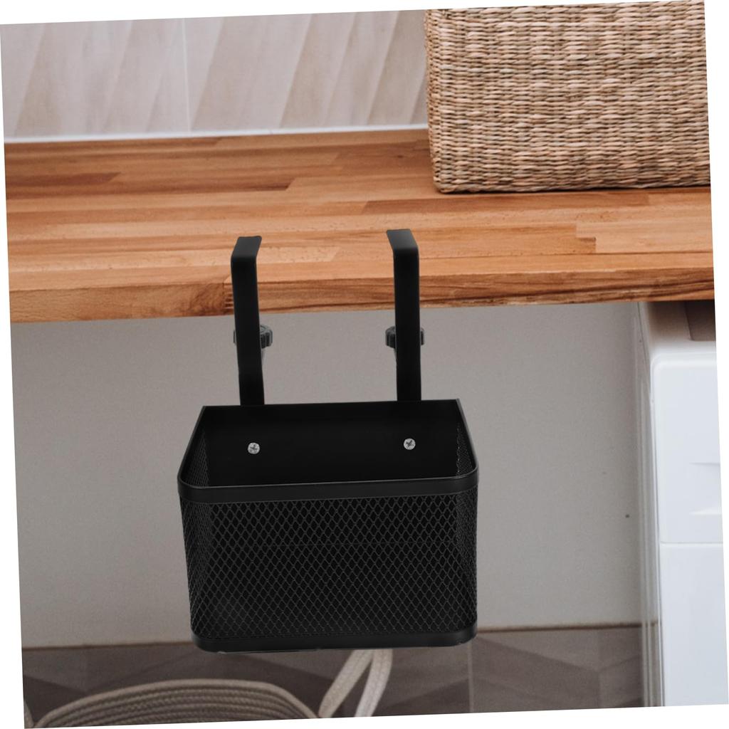 Housoutil Mesh Desk Easy Installation and Desk Storage Basket for Remote and Cable Small Office Storage Rack Clamp-on Tray, Damage-Free Storage,