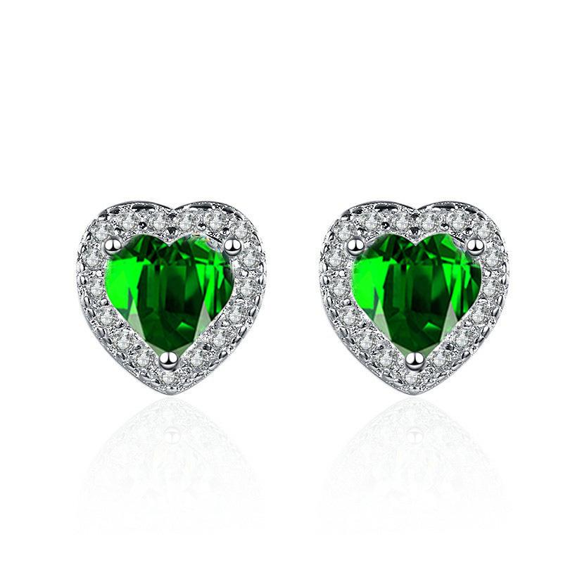 European & American Style Heart-Shaped Zirconia Earrings - Women's Sparkling Love Design