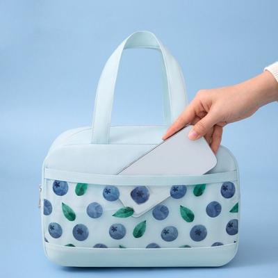 Large Capacity Fruit Printed Lunch Bag Aluminium Foil Leak-Proof Insulated Cooler Bag Waterproof with Zipper Thermal Cooler Bag