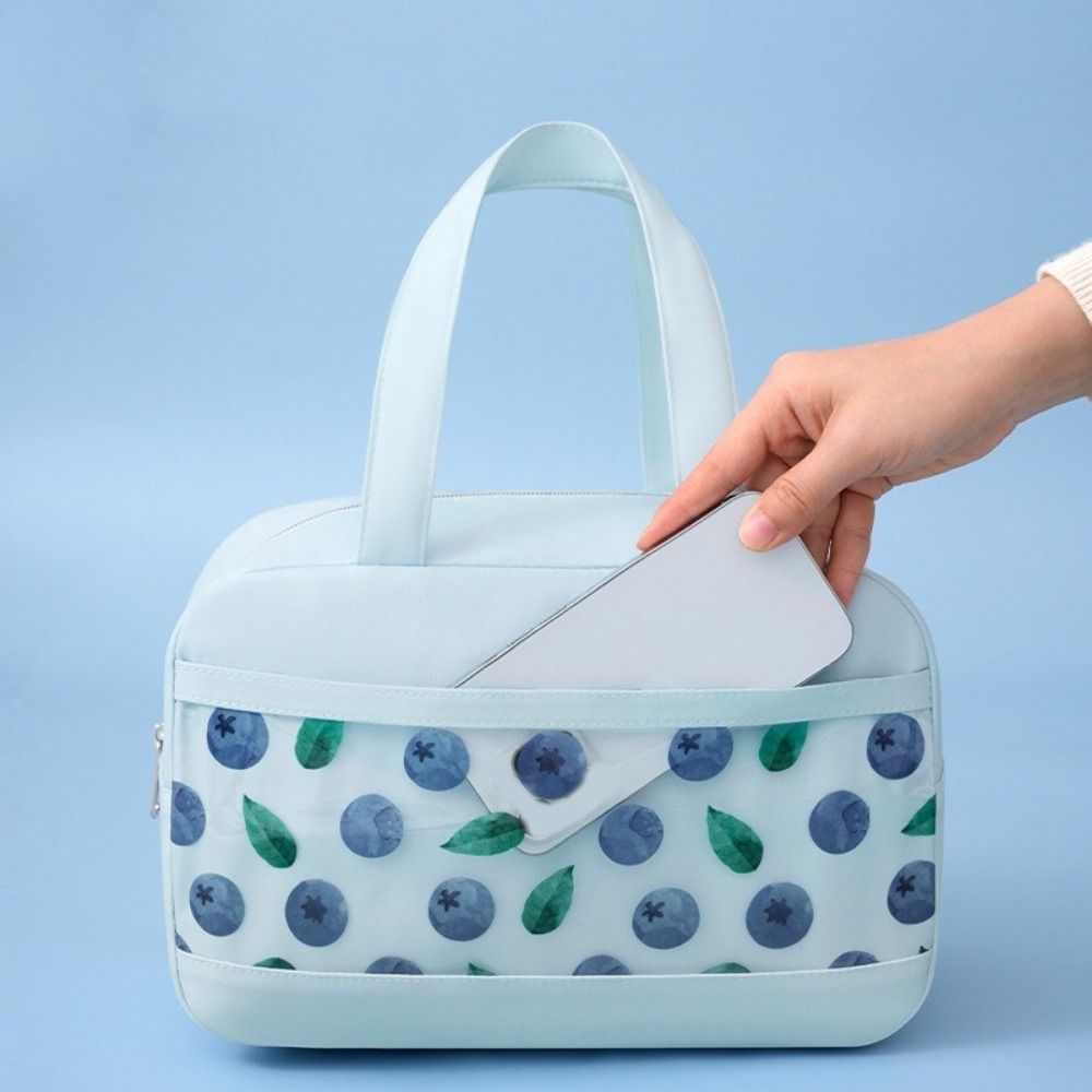 Bolsa de Almuerzo Grande con Estampado de Frutas, Bolsa Térmica Refrigeradora a Prueba de Fugas con Papel de Aluminio, Bolsa Refrigeradora Aislada Impermeable con Cremallera