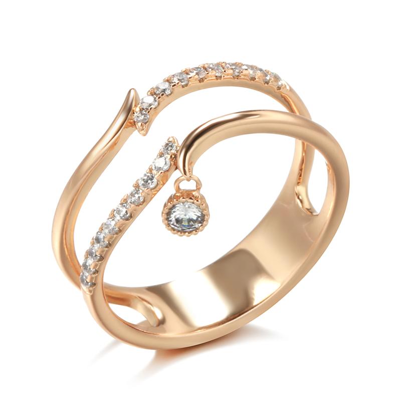 Rose Gold Ring Fashion Wedding Jewelry  Micro Wax Inlay Natural Zircon Geometry Ring Women Fine Jewelry 7