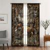 2Pcs Polyester Rustic Cabin Deer Printing Window Curtains Birthday Party Decoration Backdrop Drapes for Living Room