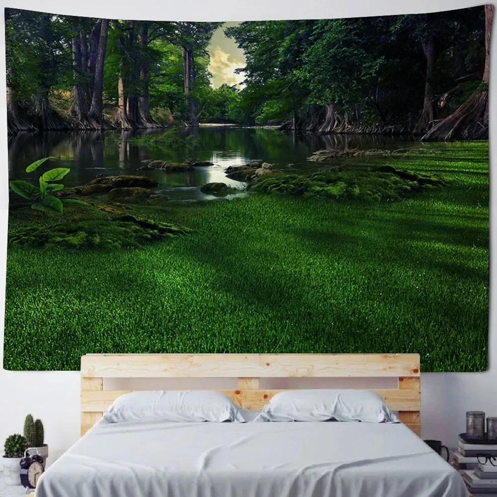 Waterfall Canyon Nature Tapestry  Serene Landscape Polyester Wall Hanging for Bedroom Living Room Yoga Decor