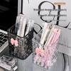 Luxurious Woven Pen & Cosmetic Organizer: Four-Grid Makeup Brush and Lipstick Holder