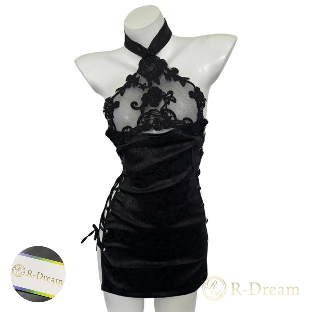 Plus Size Cheongsam Cosplay Halloween R2348 R-Dream Dress, Sexy, Plus-Size, Lace, See-Through Costume, Costume, Extreme, Perverted, Erotic, Cute, (Red