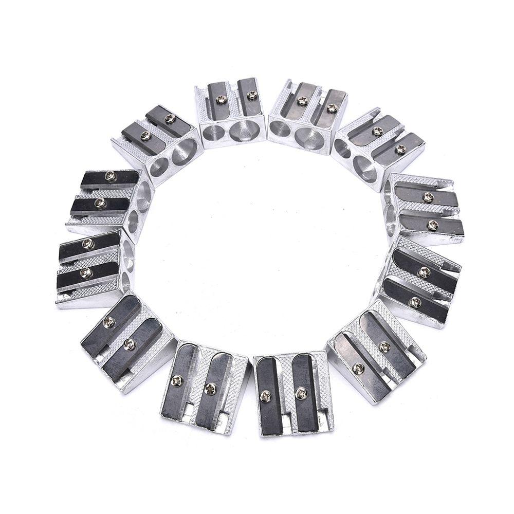 Metal Silver Pens Cutter Tool Office Sharpener Double Hole Pencil Sharpener Pencil Sharpener