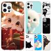 Cat Cute Kitten Cartoon Phone Case for Iphone 17 Air 16 15 Plus 14 13 Mini 12 11 Pro Max 16E 7 8 SE 2020 Soft Funda Print Shell