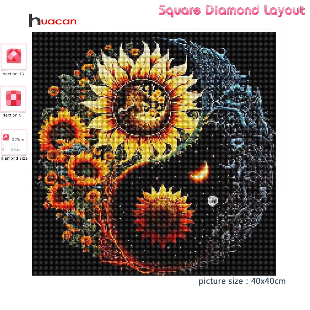 Diamond Painting Set Tai Chi Sunflower Full Square Round Mosaic Embroidery Yin Yang Landscape Home Decor