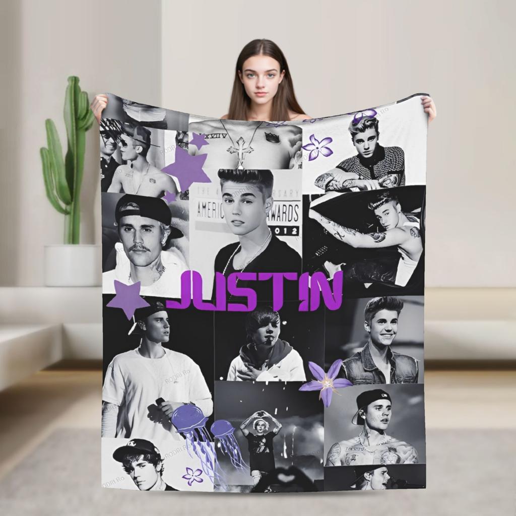 justines bieberes pop singer Blanket Multiple Sizes Cozy and Lightweight Throw Blankets for Sofa Couch and Bed