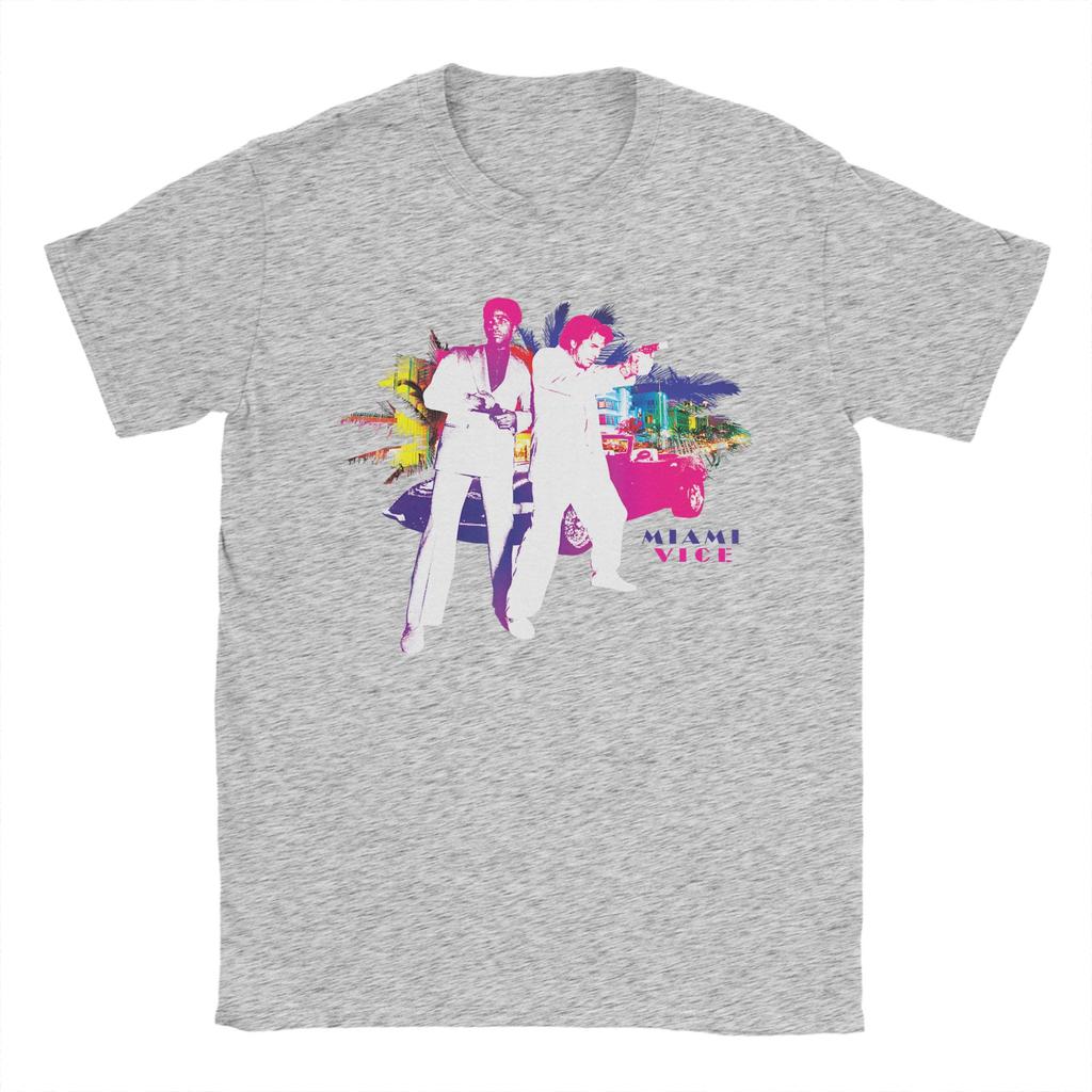 Casual T Shirt Summer Miami Vice Crockett Tubbs In Action Leisure T Shirts 100 Cotton Tee Shirt For Man Funny Short Sleeve Tees