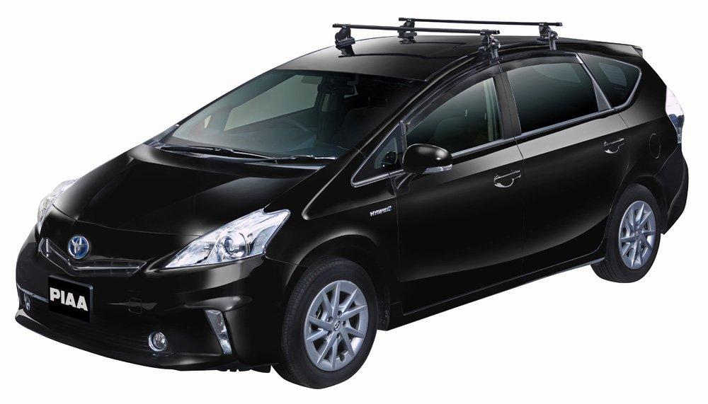 Terzo Dachträger mit Basisträger-Set für Dachreling mit EF11BL (von PIAA) Füße, 4, Typ, Schwarz, Schlösser,