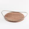 Artistic Half-moon Arc Handle Solid Wood Tray Ornaments Coffee Shop Hotel Model Room Fruit Dessert Snack Plate Ornaments