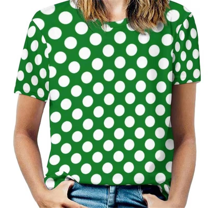 Summer Vintage Polka Dot 3D Print Women's T-Shirts Women's Casual Short Sleeve T Shirt O-Neck Tees Harajuku Tops Female Clothing