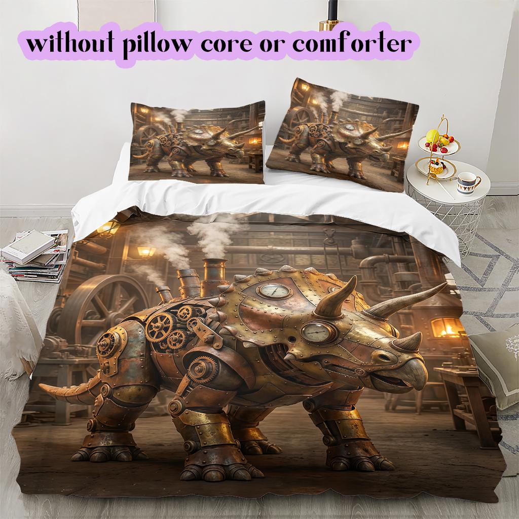 Medieval MachineryPattern Bedding Quilt Set Quilt Cover Pillowcase Home Decoration Birthday Gift (1 * duvet cover + 2 * pillowcase, without core)