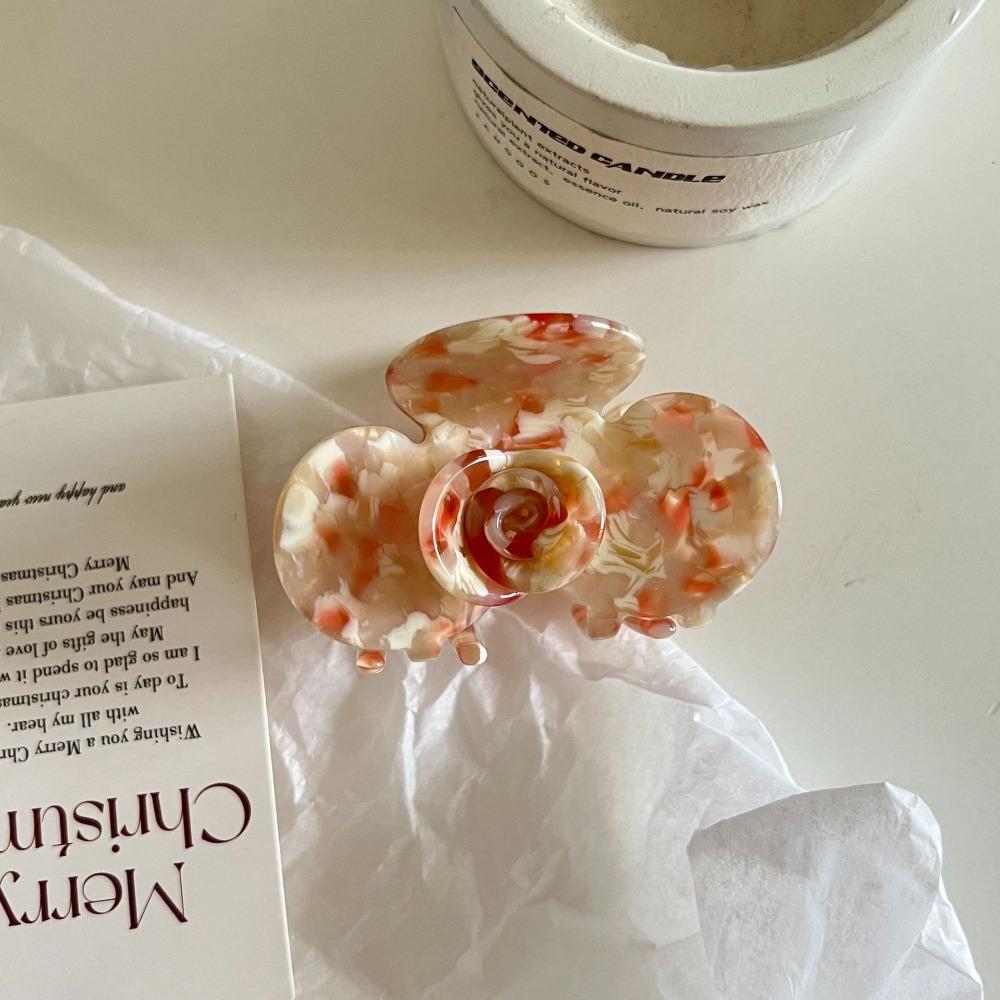 French Style Acetic Acid Hair Clip Medium Size Shark Clip Sweet Flower Hair Claw Girls