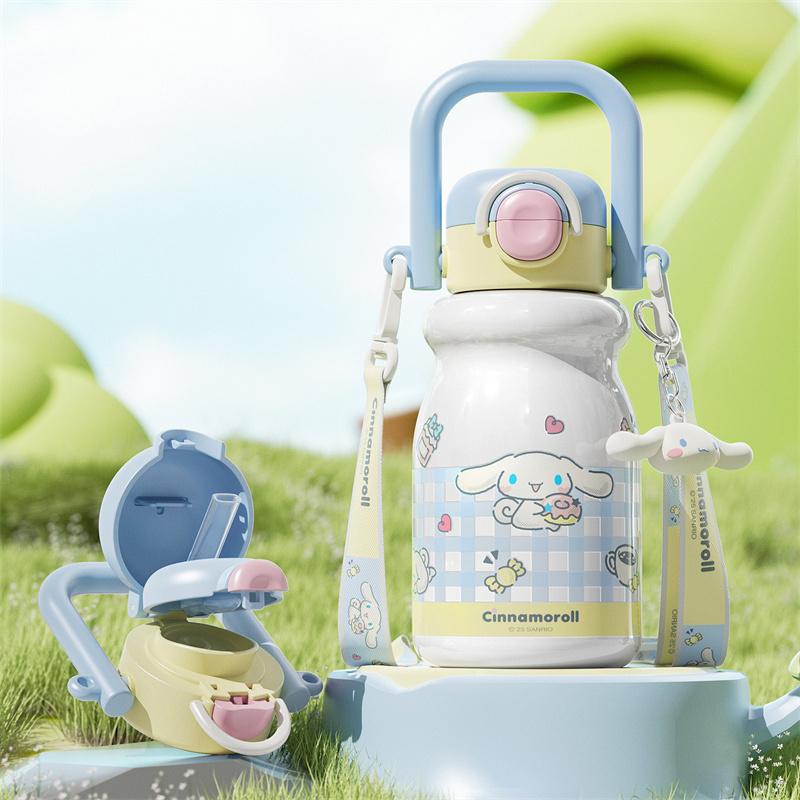 X&W Cute Sanrio Insulated Cup Lovely Kuromi My Melody Thermos Straw Cup Portable Outdoor Hot Cold Water Bottle For Kids Students 540ml