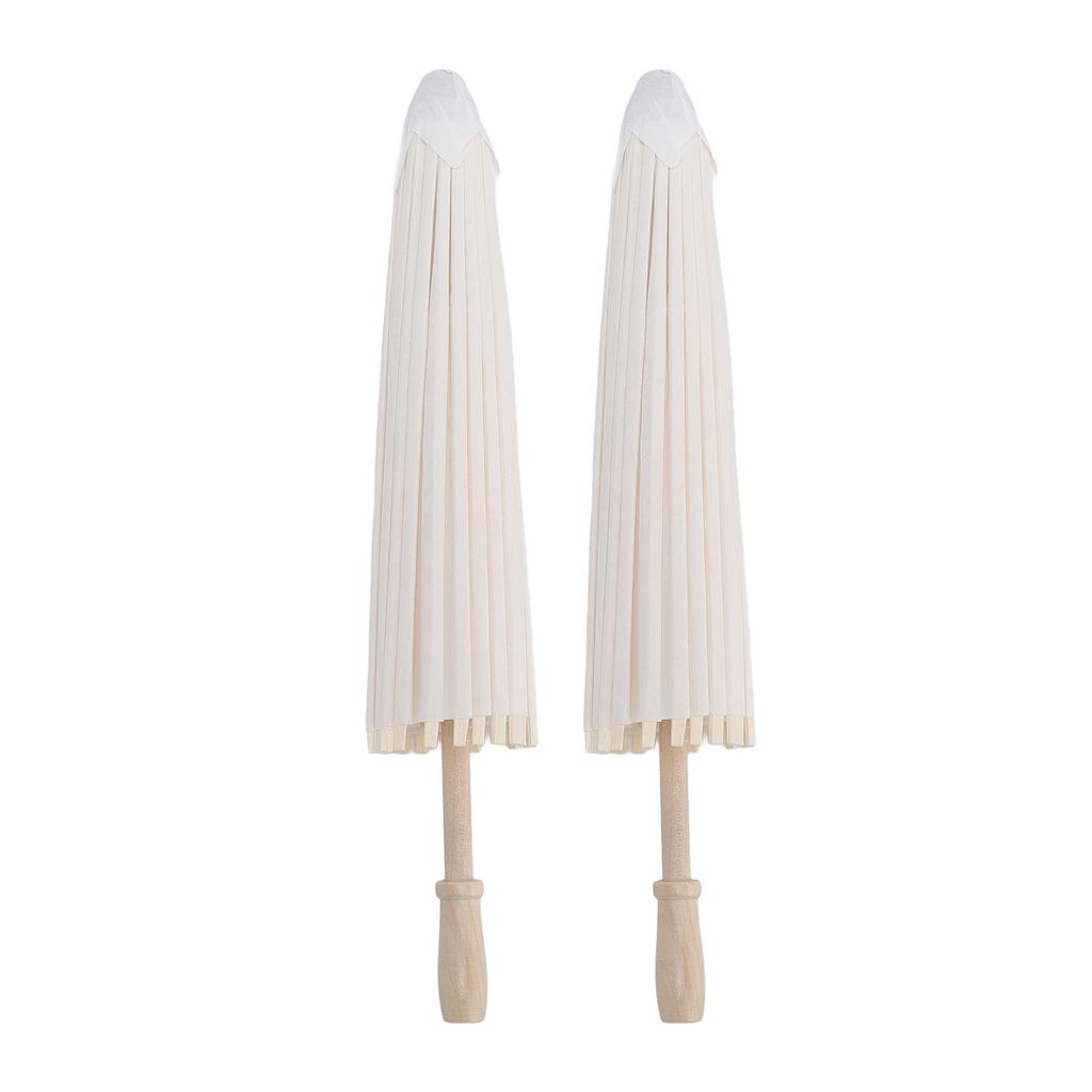 2PCS White Paper Umbrella Oiled Paper Painting Decorative Chinese Style Umbrella for Wedding Photo Props