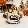 Luminous Christmas Snow Scene Train Ornament with Rotating Cabin Music Box