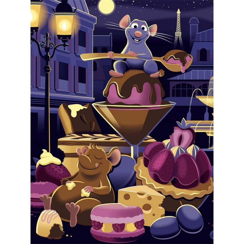 

Disney Diamond Painting Complete Set Ratatouille Fan Illustrations 5D Diamond Painting Cross Stitch Mosaic Home Decor Round 20x30cm