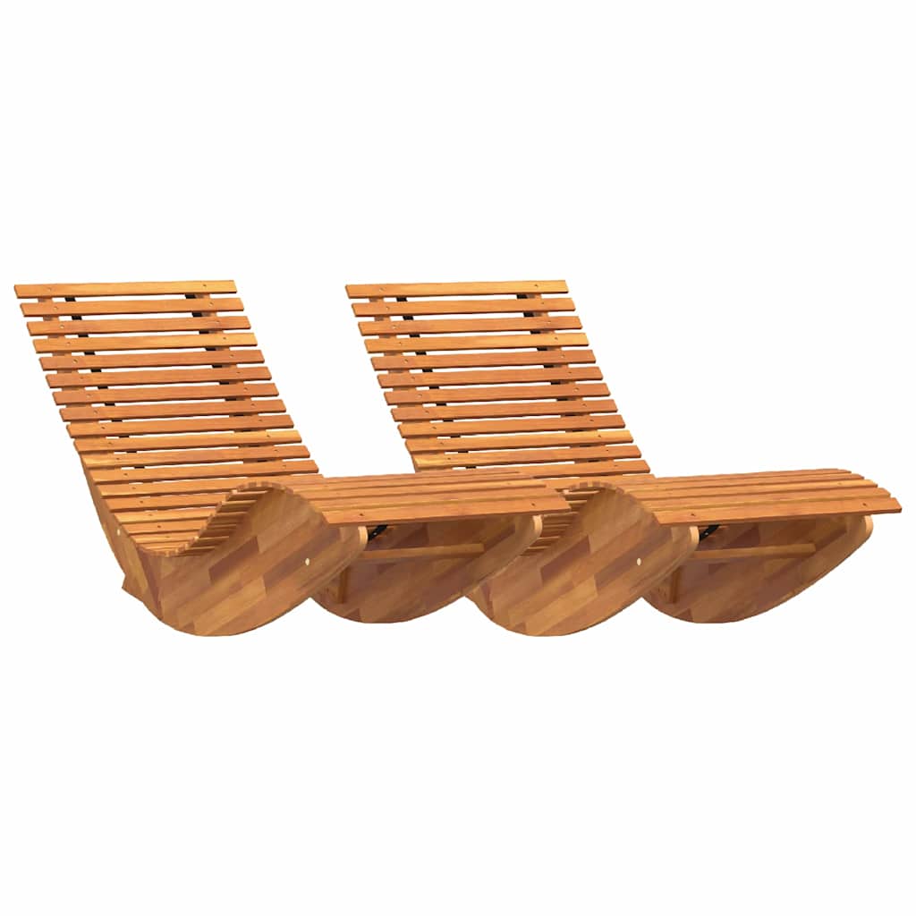 Liege 2 Person 2 Pcs Brown 154 X 60 X 74 Cm Solid Acacia Wood