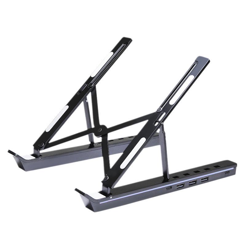 Portable Aluminum Laptop Stand with RGB Lighting and Cooling Support