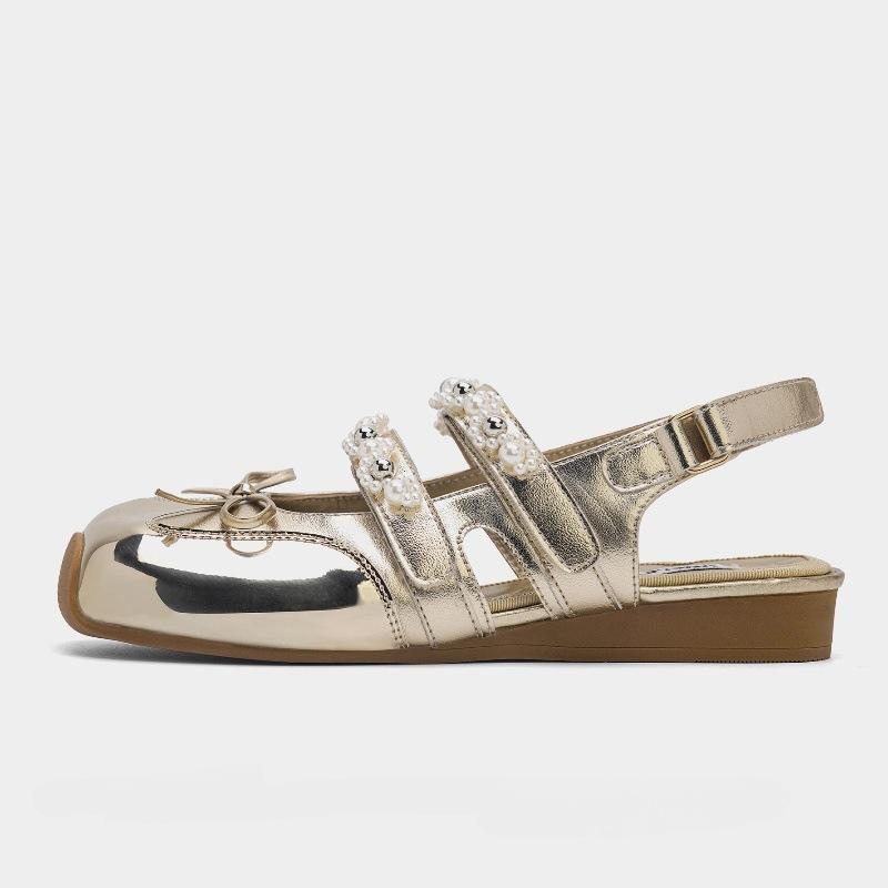 

Сладкий Экватор~ Квадратный носок Серебристые балетки Женские Летние Новые Сандалии Баотоу Туфли Мэри Джейн Женские 40