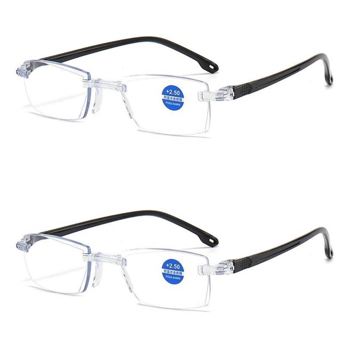 

Мужские Женские Безободковые Очки для Чтения Бифокальные для Дали и Близорукости Защита от Синего Света Увеличение Очки Пресбиопические Очки Диоптрии 2.0