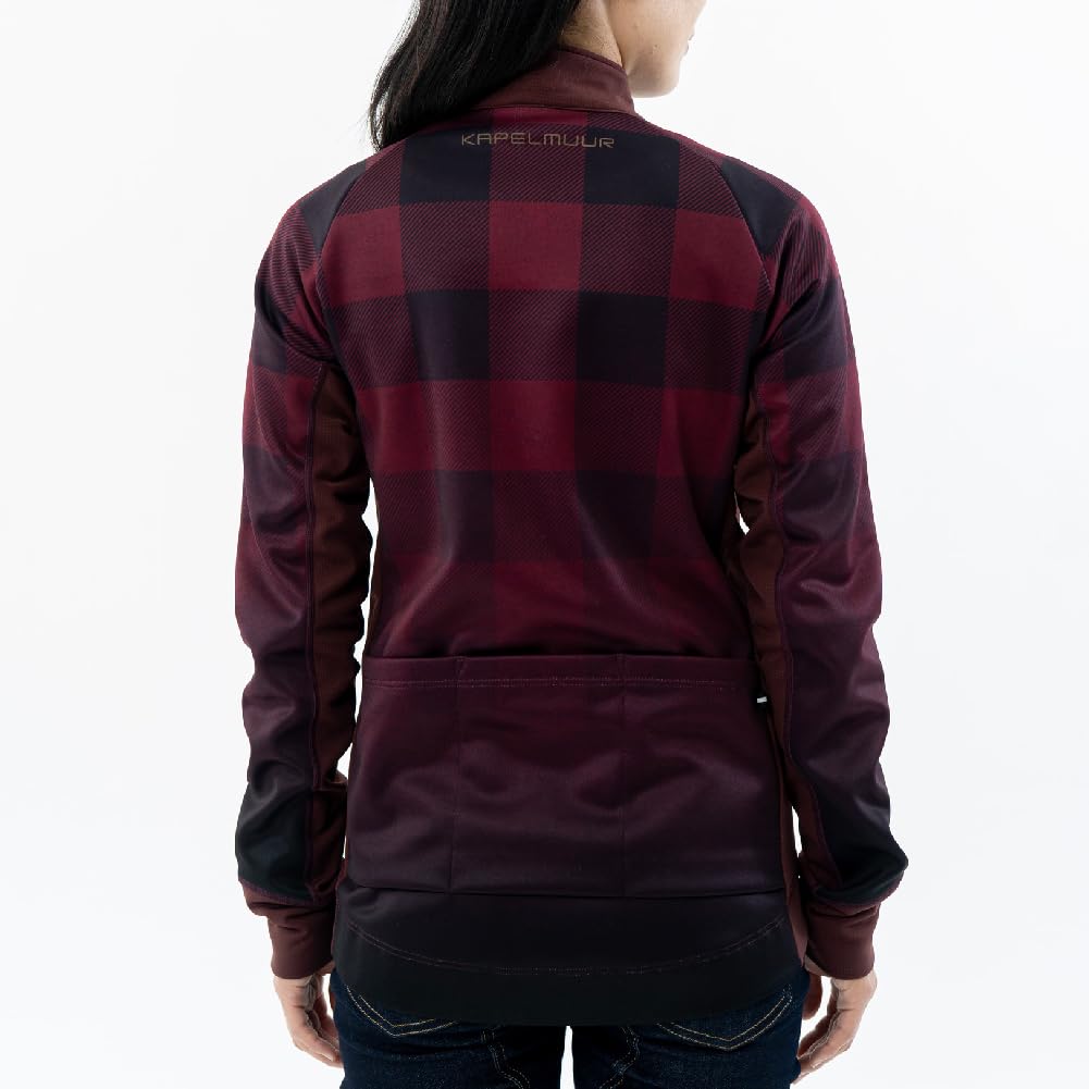 Kapelmuur Thermal Cycling Buffalo Size 38 Women's Jacket, Fall/Winter (5°C-15°C), Check, Fleece-Lined, 2-Way Stretch, Burgundy,