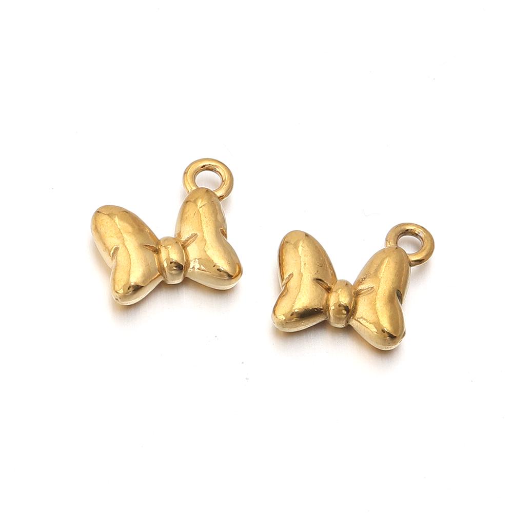 5pcs Stainless Steel Bow Heart Charms Exquisite Charms Pendant For Jewelry Making DIY Bracelets Necklace Earrings Accessories