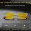 Men's Square Frame Night Vision Reading Glasses for Brightening At Night Suitable Driving Anti Blue Light Presbyopia Eyeglasses